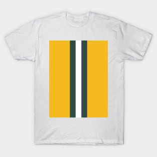 Retro American Football Stripes Green Bay Yellow, Green, White T-Shirt